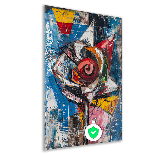 Abstract schilderij van kleurrijke roos poster