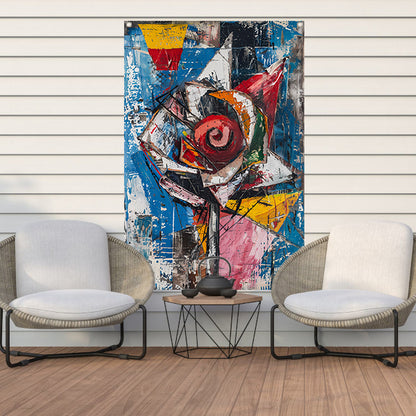 Abstract schilderij van kleurrijke roos tuinposter
