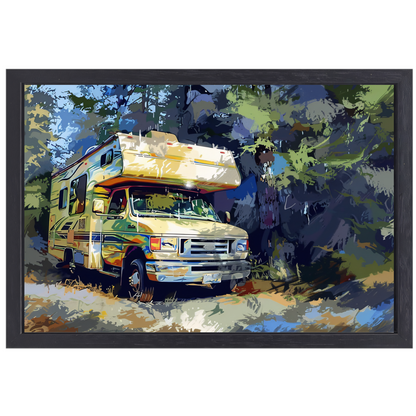 Campervakantie in de natuur canvas met baklijst