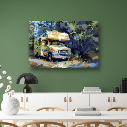 Campervakantie in de natuur canvas met baklijst