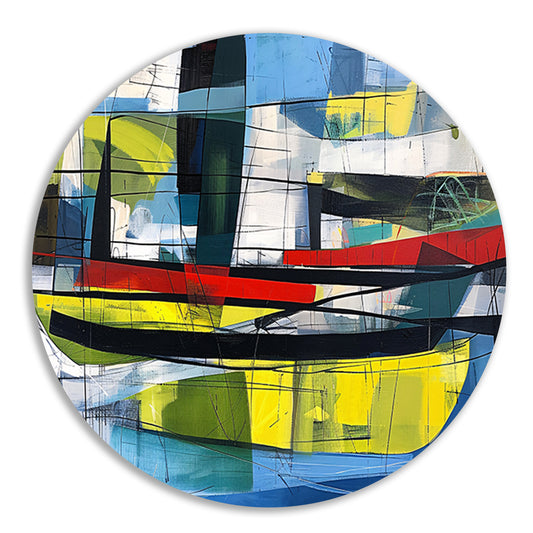 Abstracte kleurrijke kunst voor moderne ruimtes aluminium muurcirkel