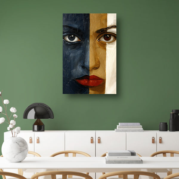 Abstract portret met sterke contrasten canvas