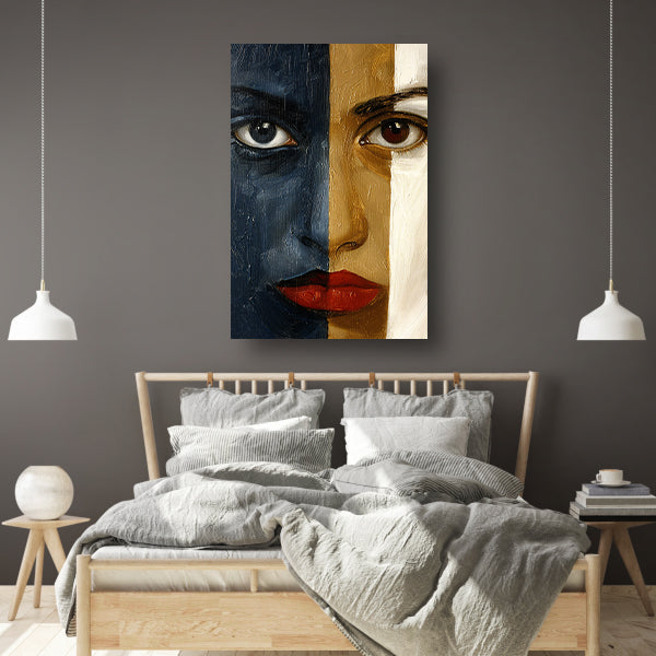 Abstract portret met sterke contrasten canvas