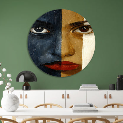 Abstract portret met sterke contrasten forex muurcirkel