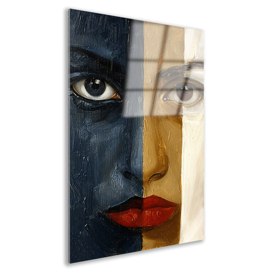 Abstract portret met sterke contrasten acrylglas