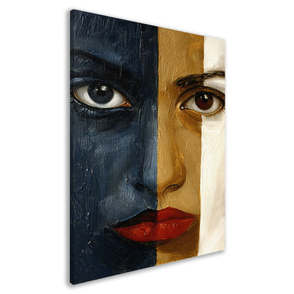 Abstract portret met sterke contrasten canvas