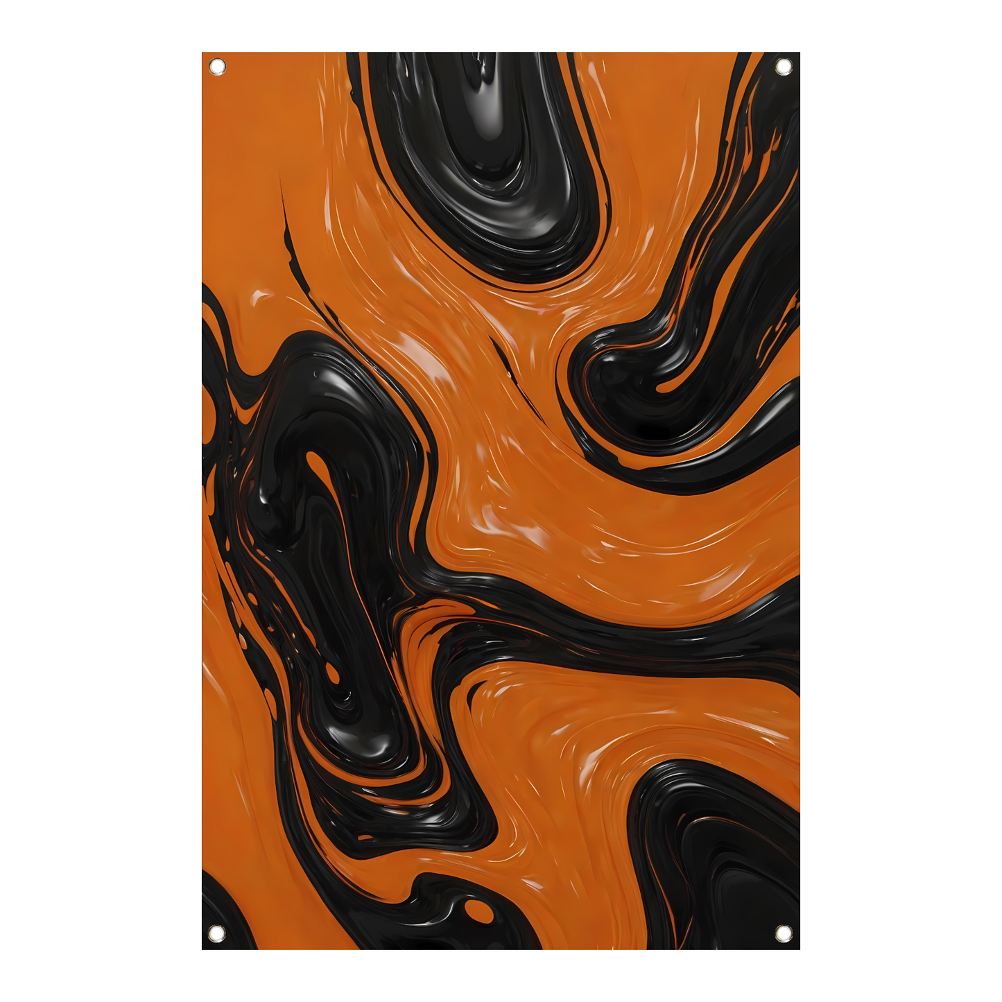 Dynamische Oranje en Zwarte Abstracte Kunst tuinposter