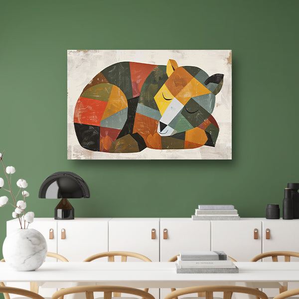 Abstracte slapende beer in geometrische vormen   acrylglas