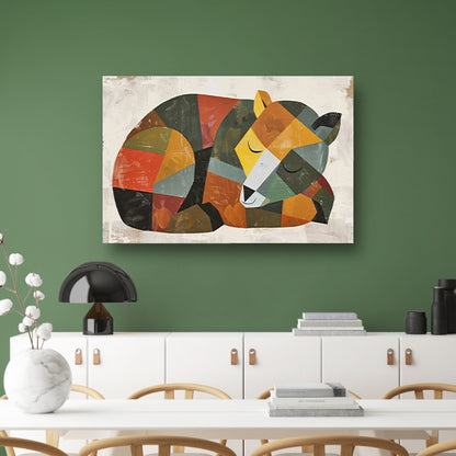 Abstracte slapende beer in geometrische vormen   acrylglas