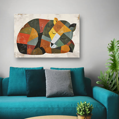 Abstracte slapende beer in geometrische vormen   acrylglas