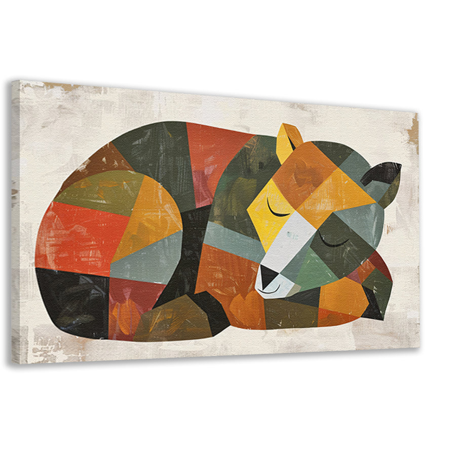 Abstracte slapende beer in geometrische vormen  canvas