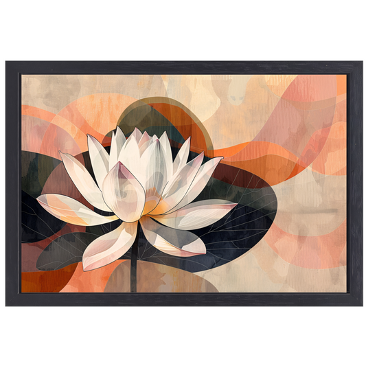 Abstracte Lotusbloem in Kubistische Stijl canvas met baklijst
