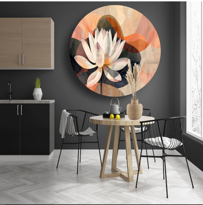Abstracte Lotusbloem in Kubistische Stijl forex muurcirkel