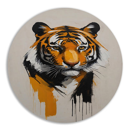 Abstracte Tijger in Moderne Kunstuitdrukking aluminium muurcirkel