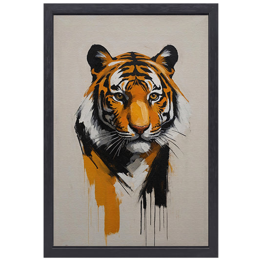 Abstracte Tijger in Moderne Kunstuitdrukking canvas met baklijst
