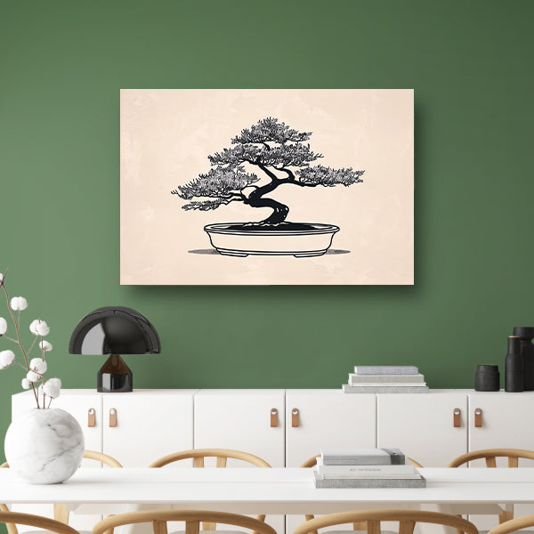 Minimalistische Bonsai Kunst in Zwart-Wit acrylglas