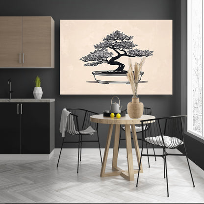 Minimalistische Bonsai Kunst in Zwart-Wit acrylglas