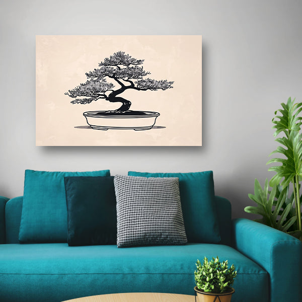 Minimalistische Bonsai Kunst in Zwart-Wit acrylglas