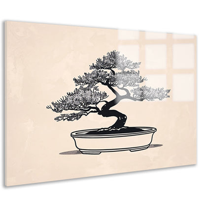 Minimalistische Bonsai Kunst in Zwart-Wit acrylglas