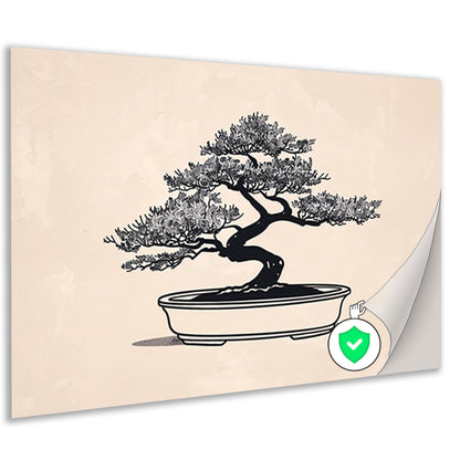 Minimalistische Bonsai Kunst in Zwart-Wit poster