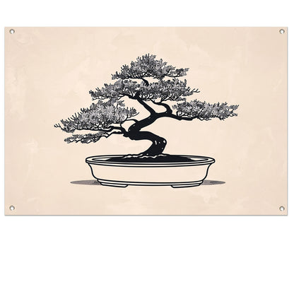 Minimalistische Bonsai Kunst in Zwart-Wit tuinposter