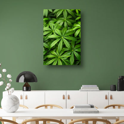 Close-up van Groene Bladeren met Schaduwspel canvas