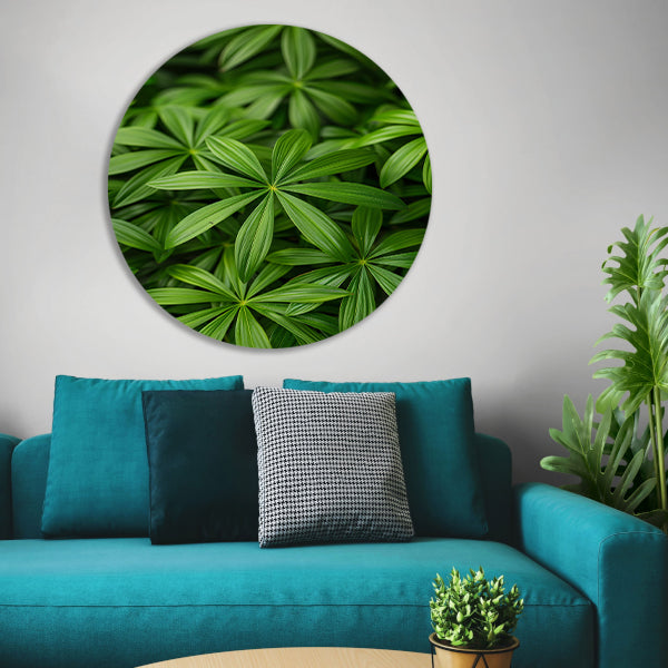 Close-up van Groene Bladeren met Schaduwspel forex muurcirkel