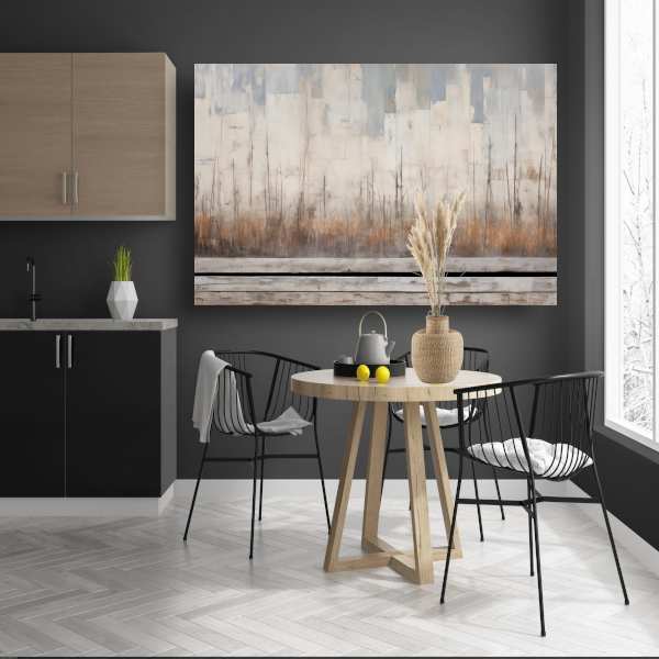Wolkenkrabber in lijnenspel canvas met baklijst