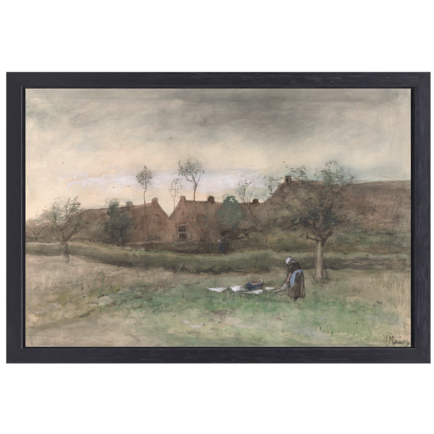 Bleekveldje - Anton Mauve canvas met baklijst