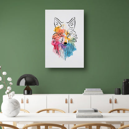 Abstracte Vos in Kleurrijke Aquarel canvas