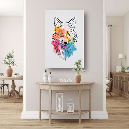 Abstracte Vos in Kleurrijke Aquarel canvas