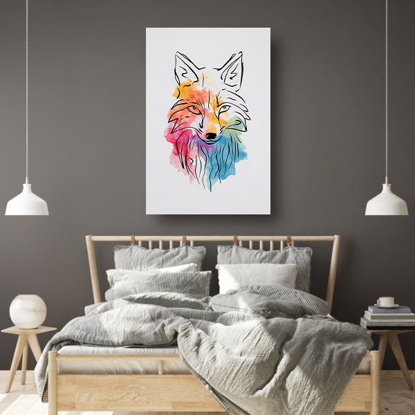 Abstracte Vos in Kleurrijke Aquarel canvas
