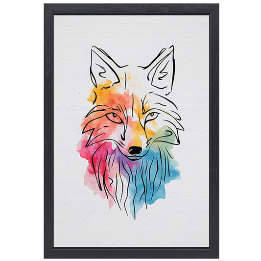 Abstracte Vos in Kleurrijke Aquarel canvas met baklijst