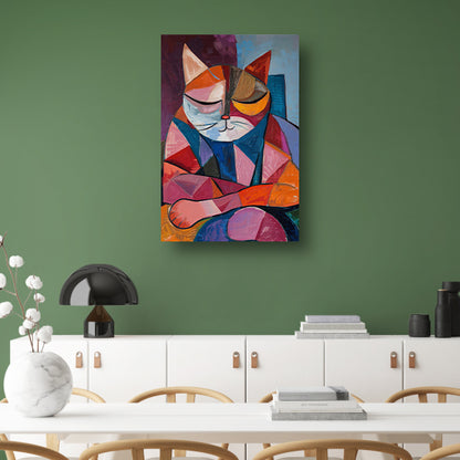 Kubistische Kat in Warme Kleuren canvas
