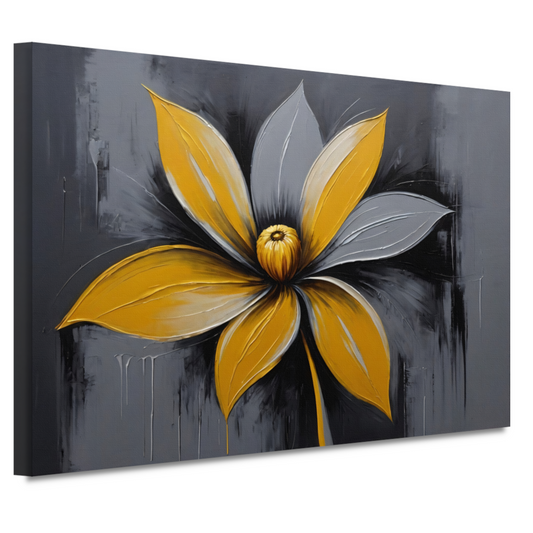 Abstracte Gouden Bloesem op Grijs Canvas canvas