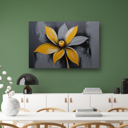 Abstracte Gouden Bloesem op Grijs Canvas poster