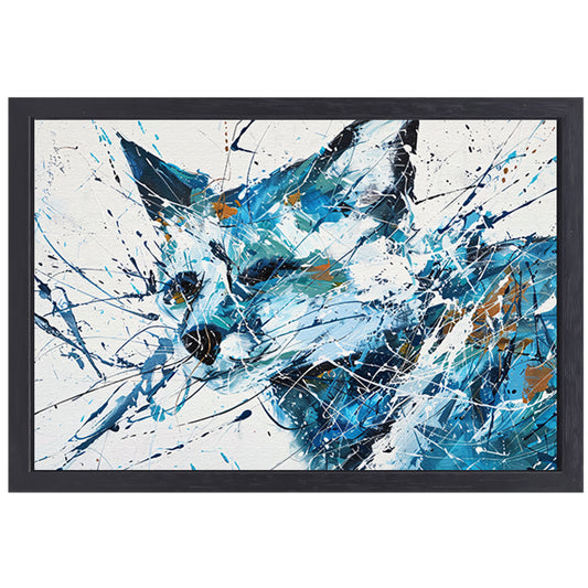 Abstract schilderij van een dynamische vos canvas met baklijst