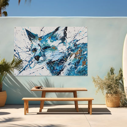 Abstract schilderij van een dynamische vos tuinposter