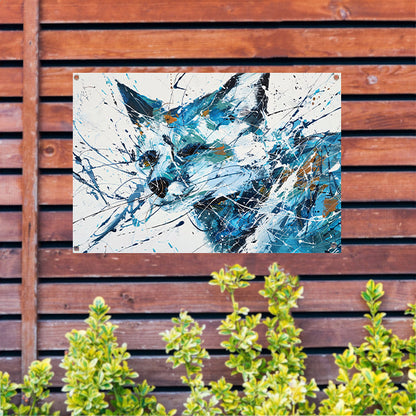 Abstract schilderij van een dynamische vos tuinposter