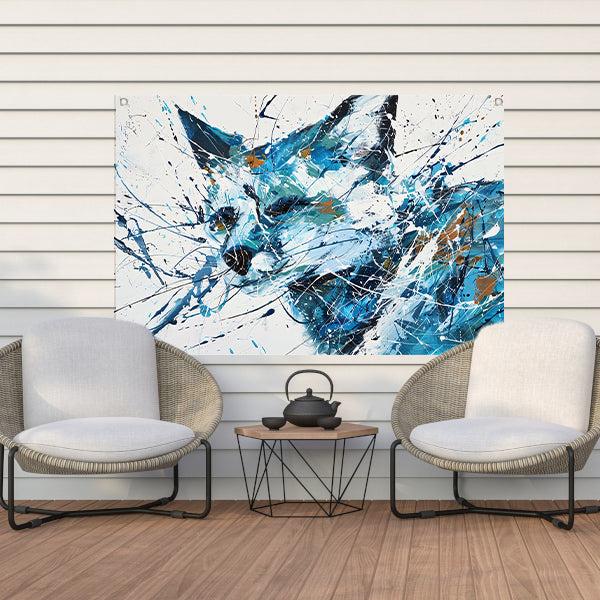 Abstract schilderij van een dynamische vos tuinposter