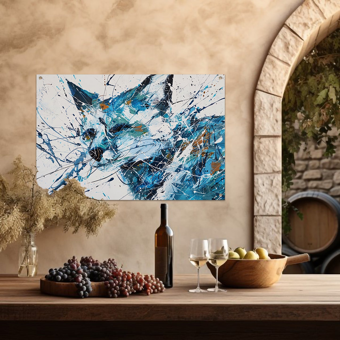 Abstract schilderij van een dynamische vos tuinposter