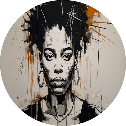 Abstract Portret van een Vrouw in Monochrome Tinten forex muurcirkel
