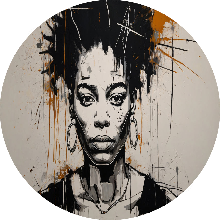 Abstract Portret van een Vrouw in Monochrome Tinten aluminium muurcirkel
