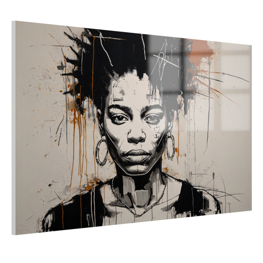 Abstract Portret van een Vrouw in Monochrome Tinten acrylglas
