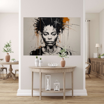 Abstract Portret van een Vrouw in Monochrome Tinten acrylglas