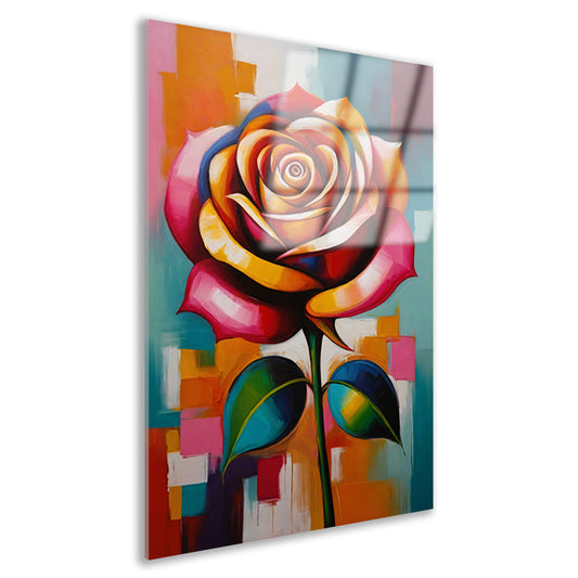 Dynamische Moderne Abstracte Kleurrijke Roos acrylglas