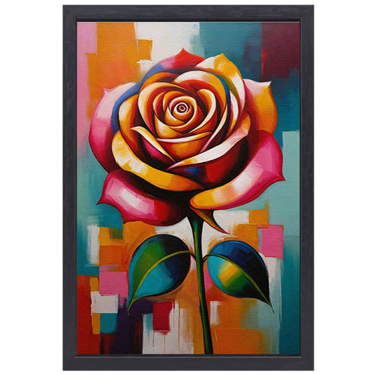 Dynamische Moderne Abstracte Kleurrijke Roos canvas met baklijst