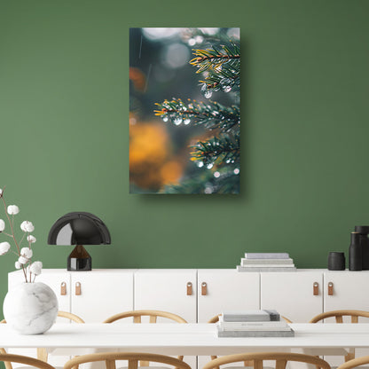 Regendruppels op Dennennaalden in Zachte Focus canvas