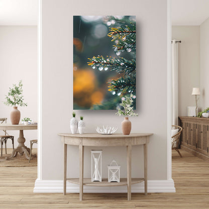 Regendruppels op Dennennaalden in Zachte Focus canvas