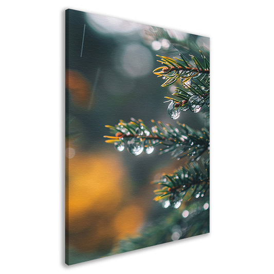 Regendruppels op Dennennaalden in Zachte Focus canvas